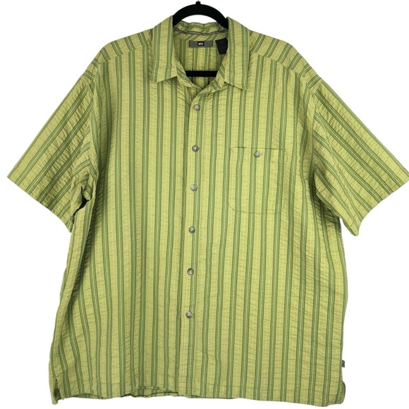 REI Other - REI Shirt Short Sleeve Button Up Mens XL Green Stripe Cotton Blend Gorpcore